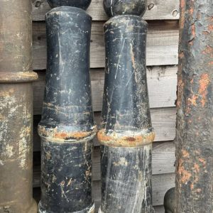 SET OF 2 RECLAIMED BLACK BOLLARDS - CLASSIC VINTAGE STREET FURNITURE FOR OUTDOOR SPACES