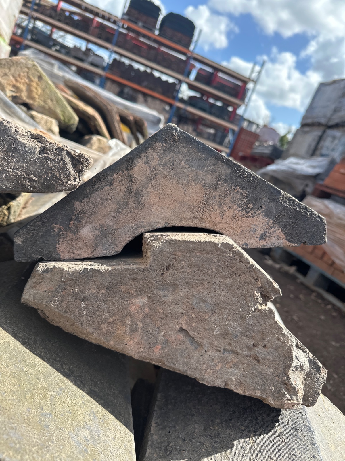 Reclaimed Blue Clay Wall Copings – Saddleback | 300mm Wide - Image 3